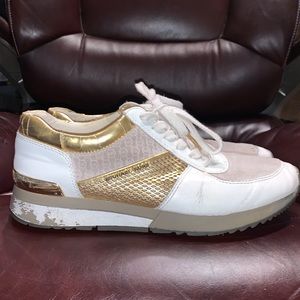 Michael Kors Gold & White Sneakers